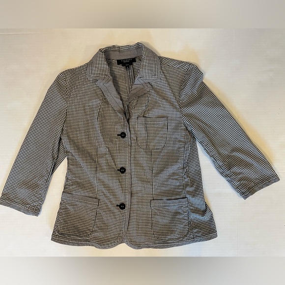 Talbots Black & White Gingham 3/4 Sleeve Button Down Jacket Size 12 - Picture 1 of 6